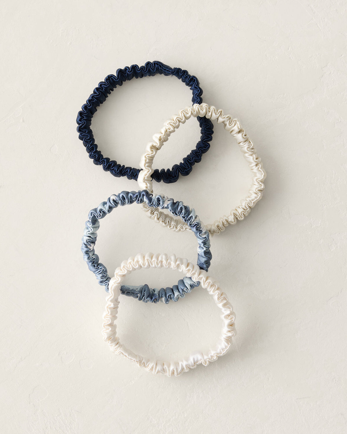 TRUE NAVY/IVORY/FULL MOON WASHABLE SILK HAIR TIES — WAVE MULTI | Talbots on sale