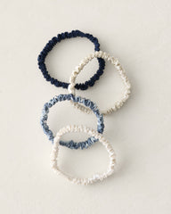 TRUE NAVY/IVORY/FULL MOON WASHABLE SILK HAIR TIES — WAVE MULTI | Talbots on sale