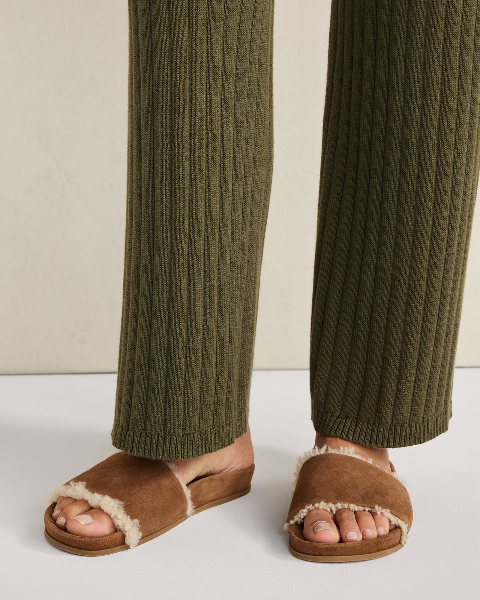 DK VACHETTA SUEDE AND SHERPA MOLDED SLIDES | Talbots on sale