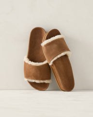 DK VACHETTA SUEDE AND SHERPA MOLDED SLIDES | Talbots discount