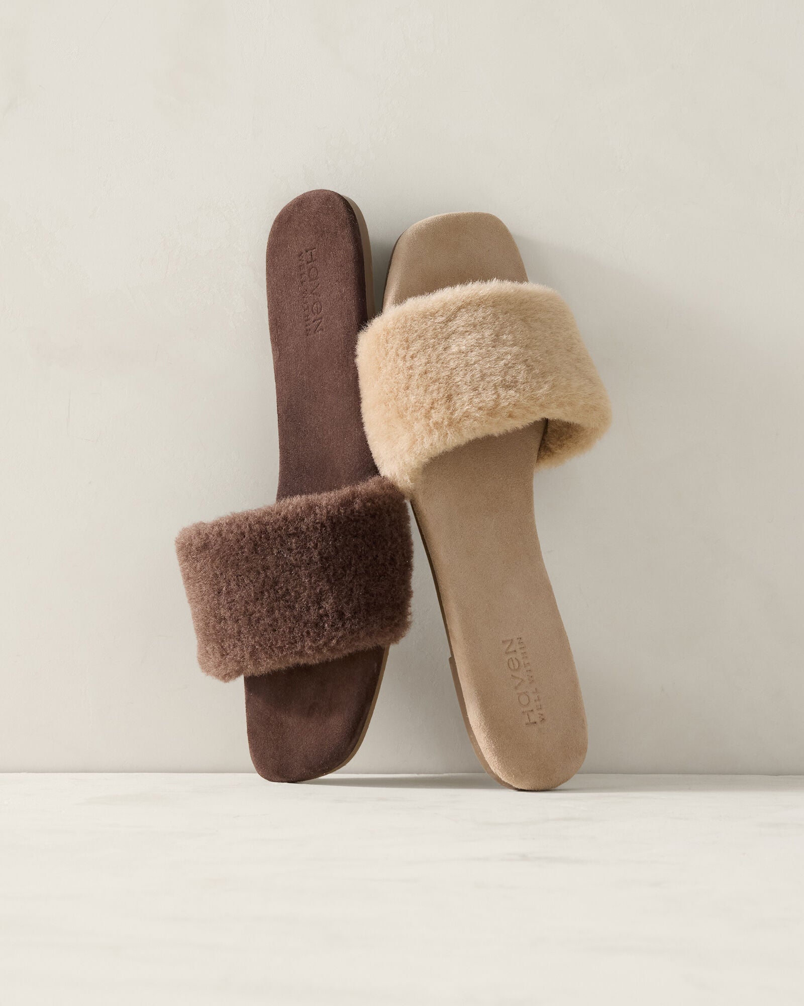 EBONY|LIGHT PIGNOLI SHERPA SLIDES | Talbots for sale