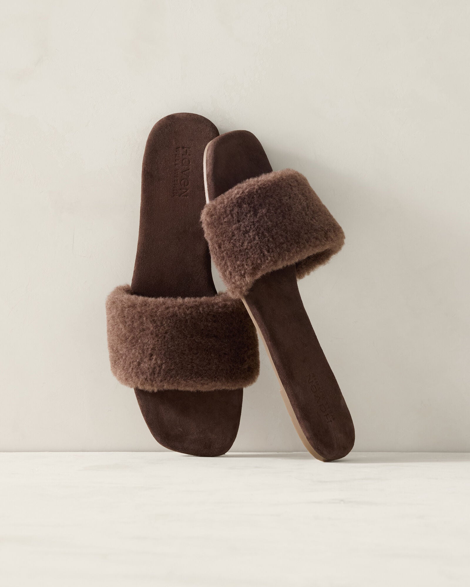 EBONY|LIGHT PIGNOLI SHERPA SLIDES | Talbots for sale
