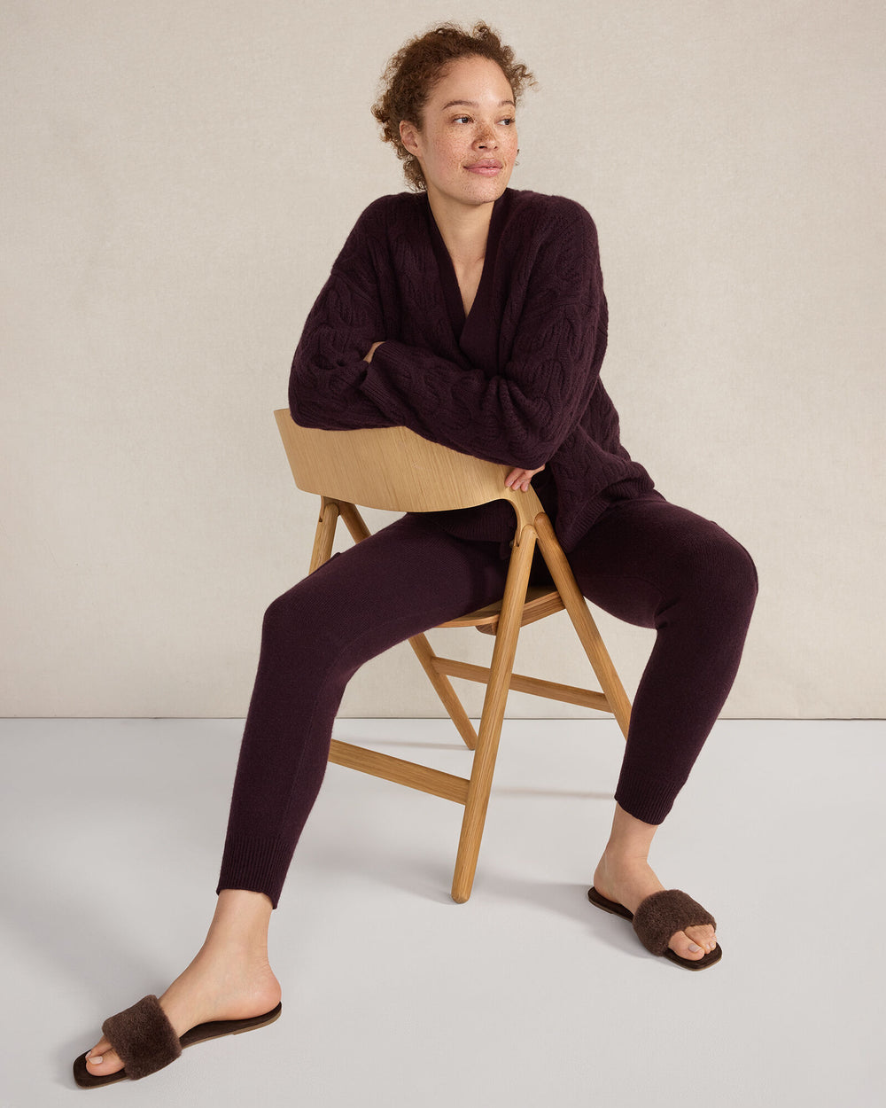 EBONY|LIGHT PIGNOLI SHERPA SLIDES | Talbots for sale