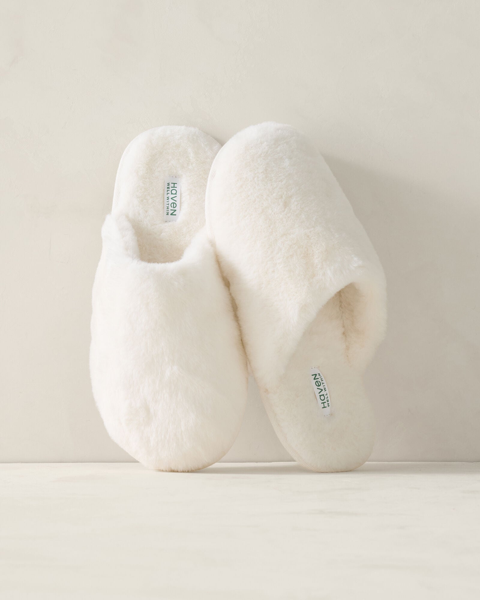 FEATHER|IVORY FAUX FUR SLIPPERS | Talbots online