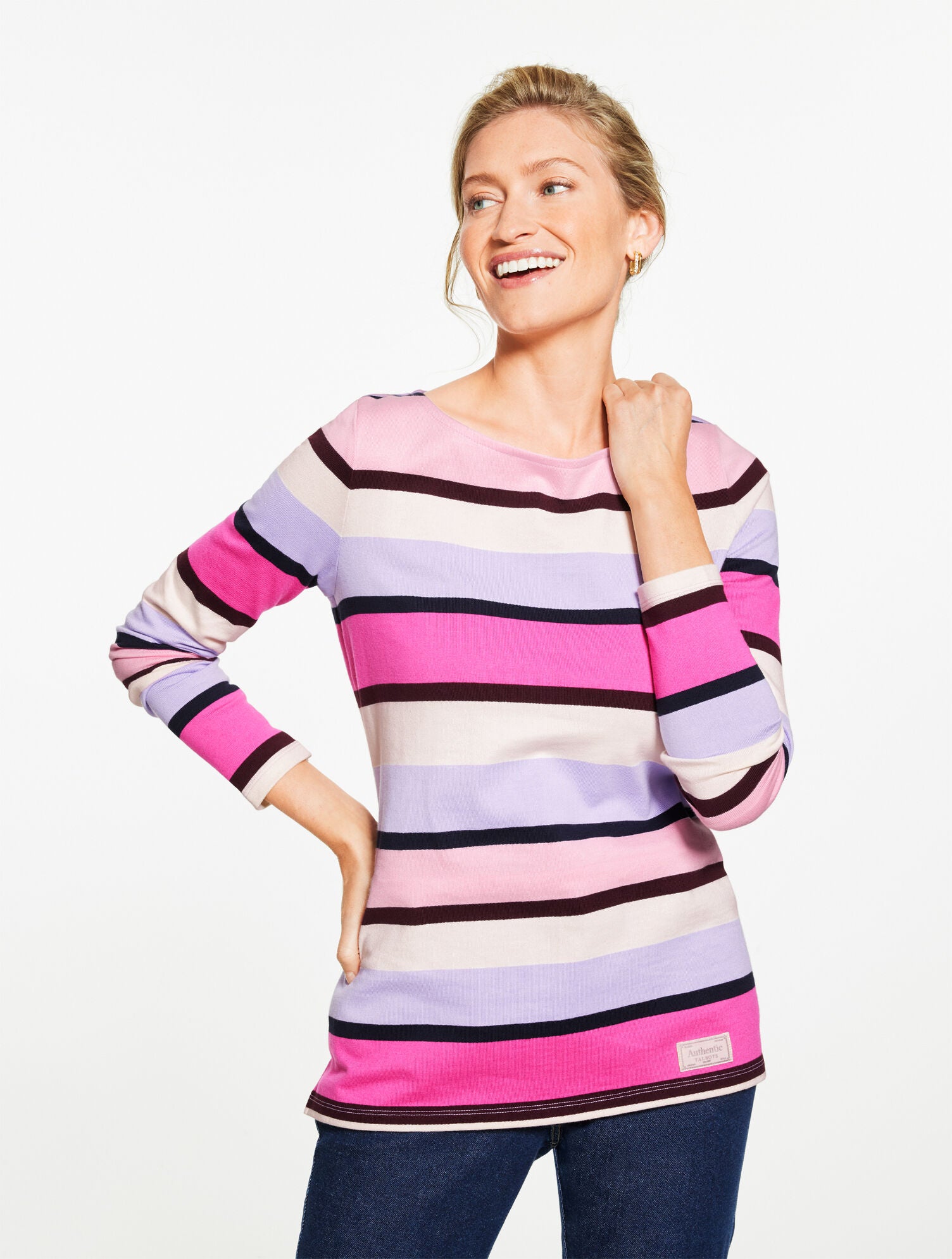 PINK PETAL MULTI AUTHENTIC TALBOTS TEE - ICICLE STRIPE | Talbots near me