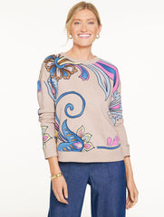 SESAME HEATHER MULTI FRENCH TERRY SWEATSHIRT - DYNAMIC JACOBEAN | Talbots discount