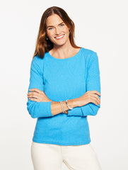 LIGHT SURF BLUE HEATHER|LUSH GREEN|RED POP RIBBED CREWNECK TEE | Talbots US