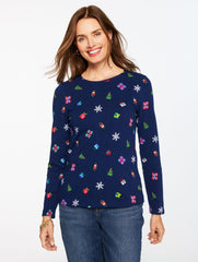 INDIA INK MULTI LONG SLEEVE CREWNECK TEE - TOSSED GIFTS | Talbots sale