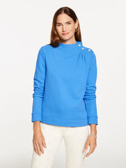 IVORY|LAKESHORE BLUE|PINK CHAMPAGNE JEWEL BUTTON SHOULDER SWEATSHIRT | Talbots sale