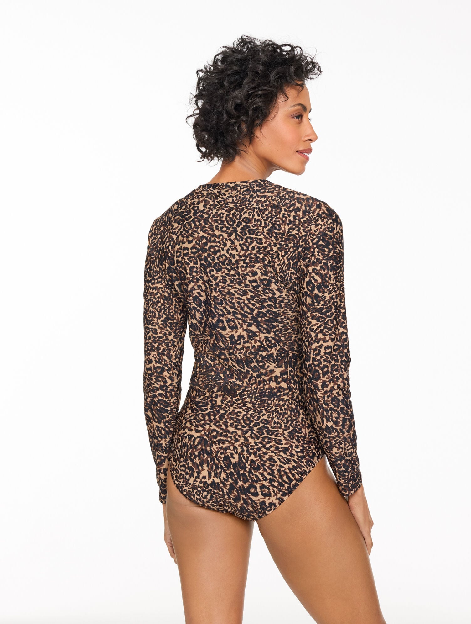 DARK WALNUT MULTI AQUA CLUB UPF 50+ LONG SLEEVE SWIM TEE - LEOPARD | Talbots outlet