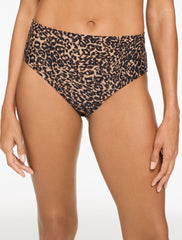 DARK WALNUT MULTI AQUA CLUB HIGH WAIST SWIM BOTTOM - LEOPARD | Talbots discount