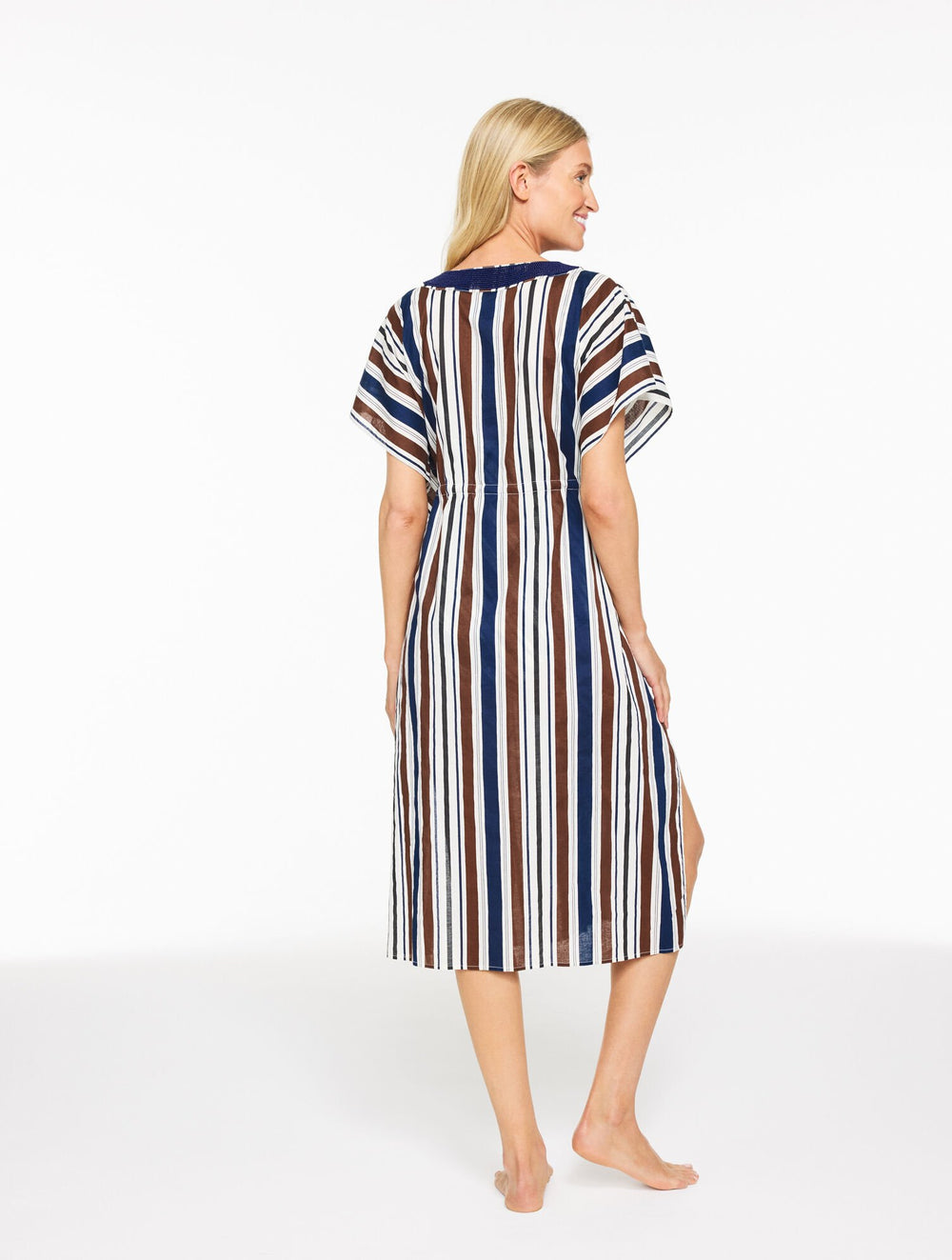 IVORY MULTI AQUA CLUB CAFTAN COVER-UP - AQUATIC STRIPE | Talbots for sale