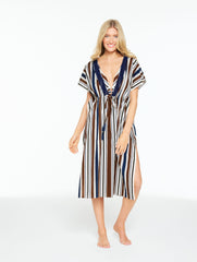 IVORY MULTI AQUA CLUB CAFTAN COVER-UP - AQUATIC STRIPE | Talbots for sale