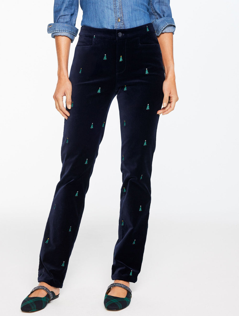 INDIGO MULTI STRAIGHT LEG VELVETEEN PANTS - HOLIDAY CRITTER | Talbots US