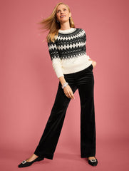 BLACK|MEDIEVAL BLUE TROUSER LEG CORDUROY PULL-ON PANTS | Talbots sale