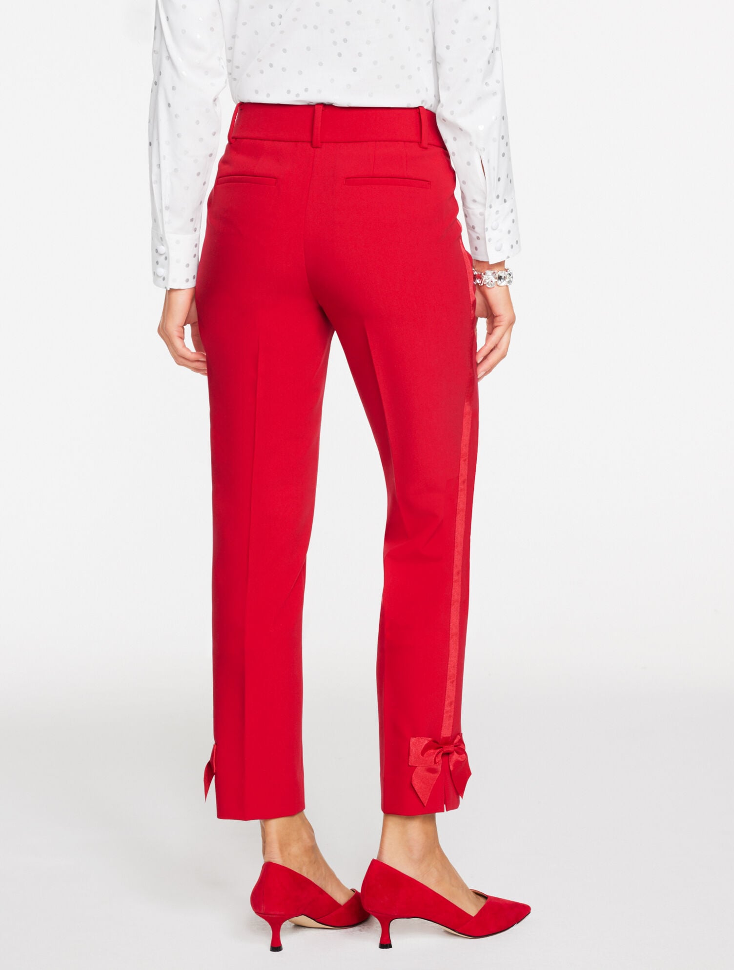 RED POP TALBOTS HAMPSHIRE LIGHTWEIGHT DOUBLE CLOTH STRAIGHT ANKLE PANTS - BOW | Talbots on sale