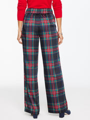 INDIGO MULTI WIDE LEG PULL-ON PANTS - JOLLY TARTAN | Talbots on sale