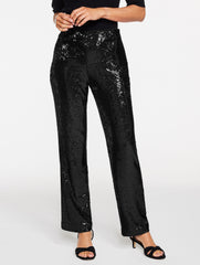 BLACK STRAIGHT LEG SEQUIN PANTS | Talbots on sale