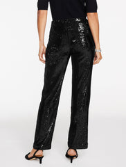 BLACK STRAIGHT LEG SEQUIN PANTS | Talbots on sale