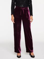 BLACK|RICH BURGUNDY STRAIGHT LEG VELVET PULL-ON PANTS | Talbots outlet
