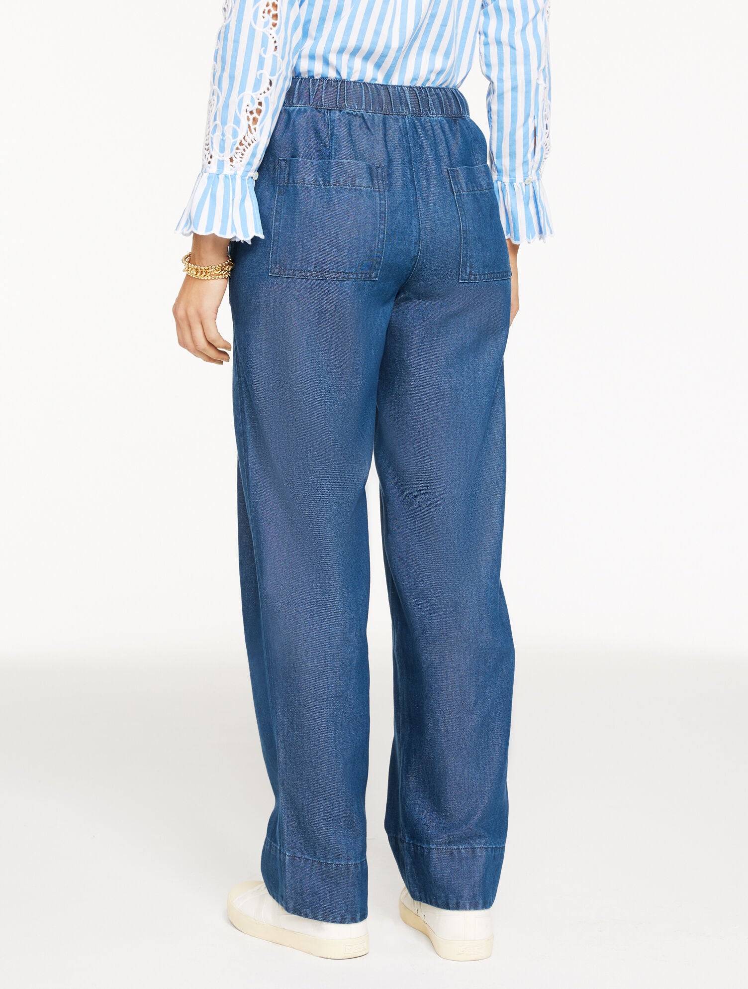DARK BLUE STRAIGHT LEG PULL-ON PANTS - REFINED DENIM | Talbots for sale