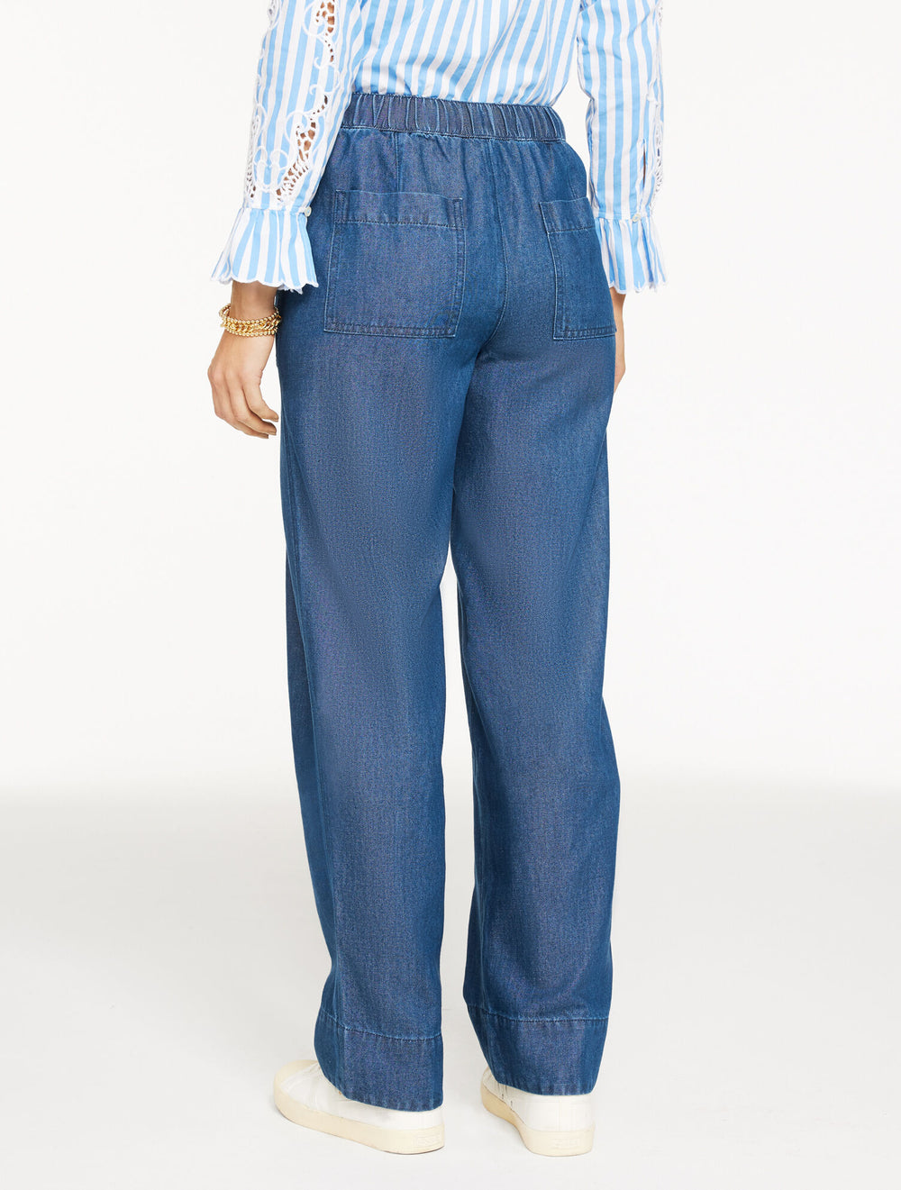 DARK BLUE STRAIGHT LEG PULL-ON PANTS - REFINED DENIM | Talbots for sale
