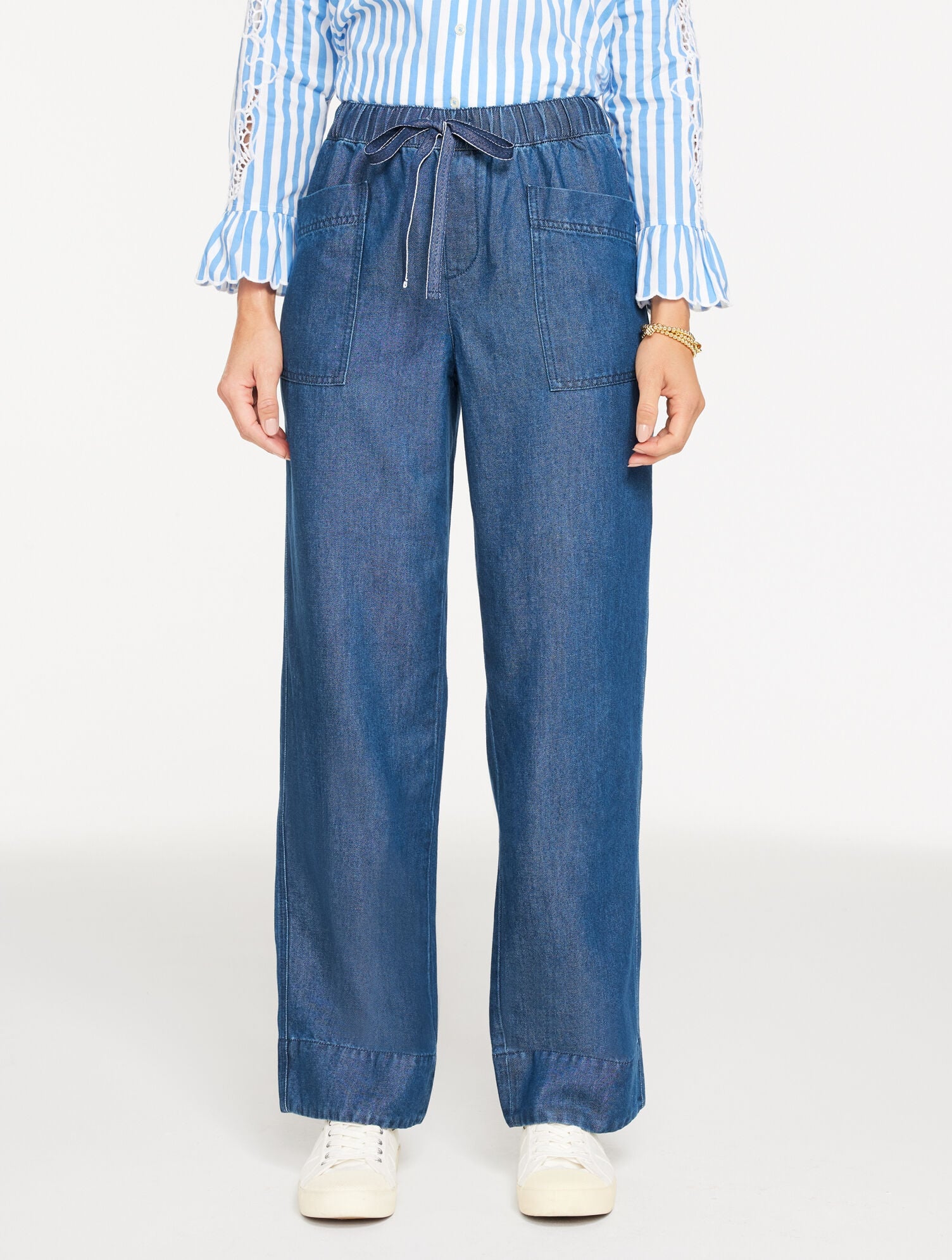 DARK BLUE STRAIGHT LEG PULL-ON PANTS - REFINED DENIM | Talbots for sale