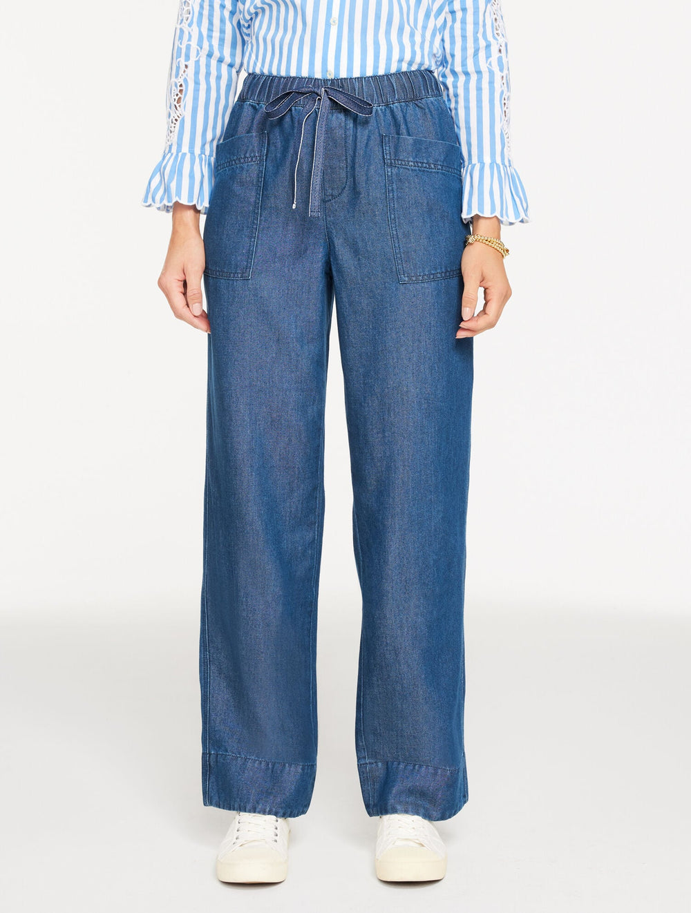 DARK BLUE STRAIGHT LEG PULL-ON PANTS - REFINED DENIM | Talbots for sale