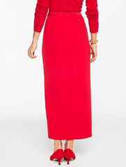RED POP POLISHED CREPE TUXEDO MAXI SKIRT | Talbots for sale