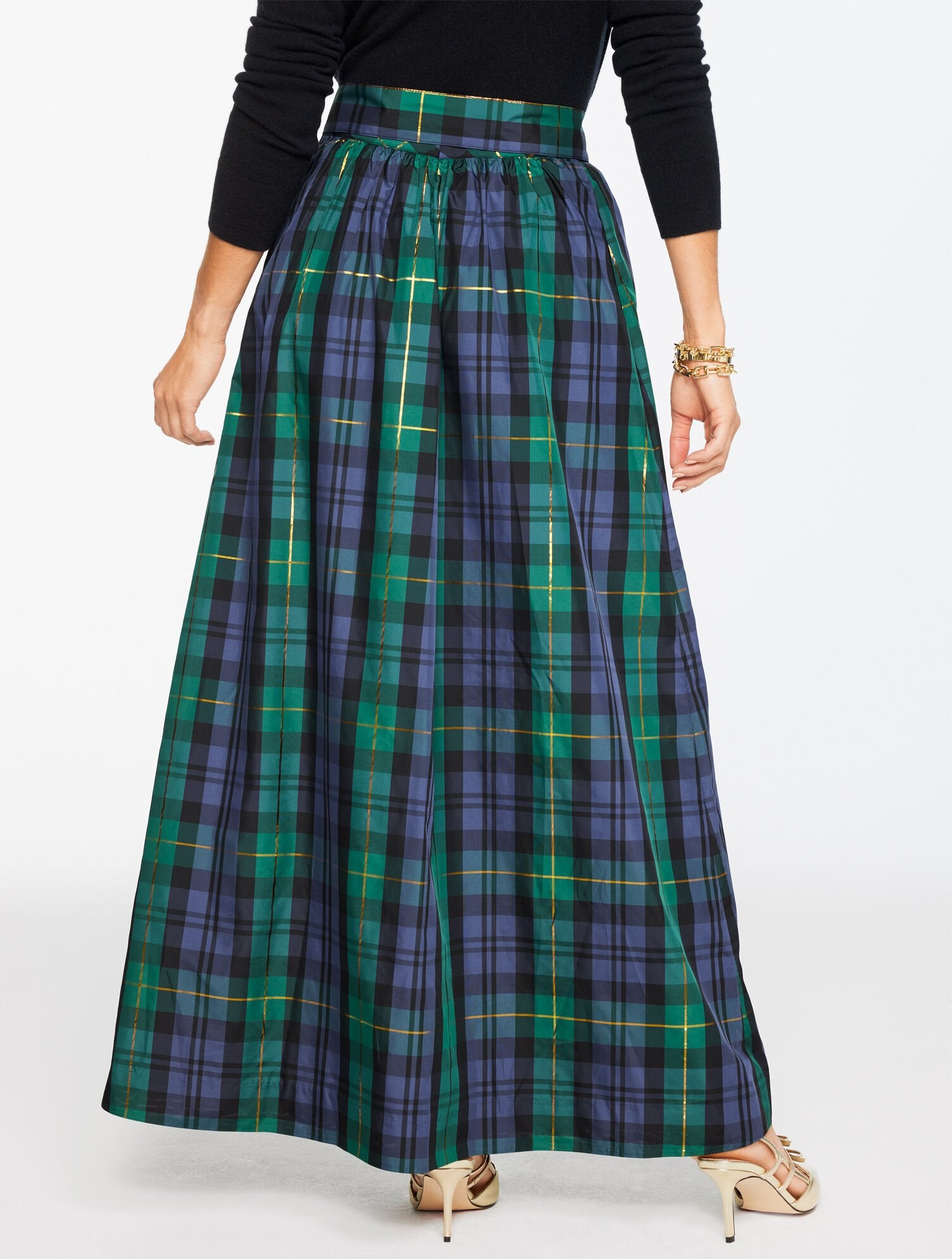 INDIGO MULTI TAFFETA FIT & FLARE SKIRT - SLOANE TARTAN | Talbots near me