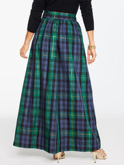 INDIGO MULTI TAFFETA FIT & FLARE SKIRT - SLOANE TARTAN | Talbots near me