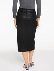 BLACK DENIM MIDI SKIRT - LIGHT FOIL | Talbots sale