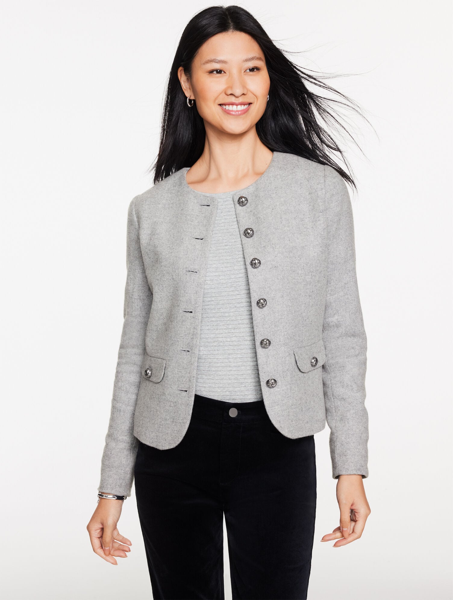 GREY MELANGE SHETLAND JACKET | Talbots US