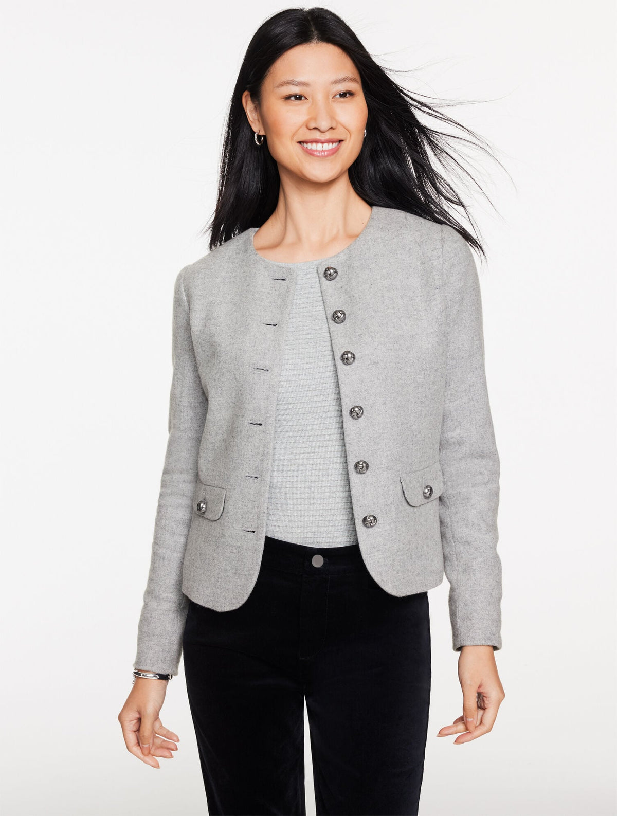 GREY MELANGE SHETLAND JACKET | Talbots US