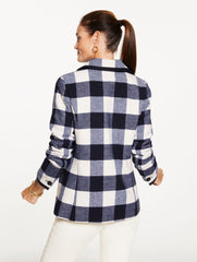IVORY/INDIGO BUFFALO CHECK TIPPED JACKET | Talbots on sale