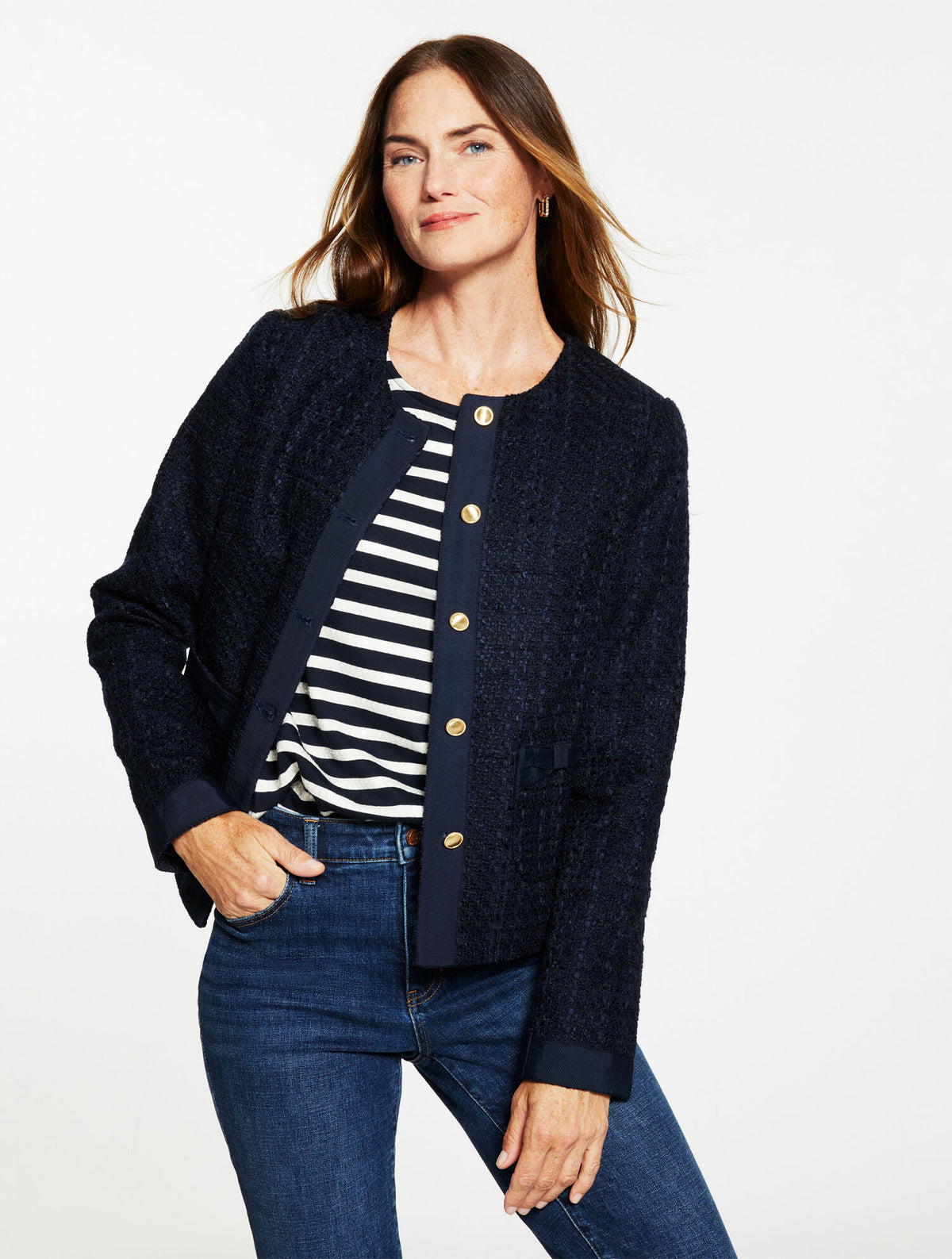 INDIGO VIBRANT TWEED JACKET | Talbots outlet
