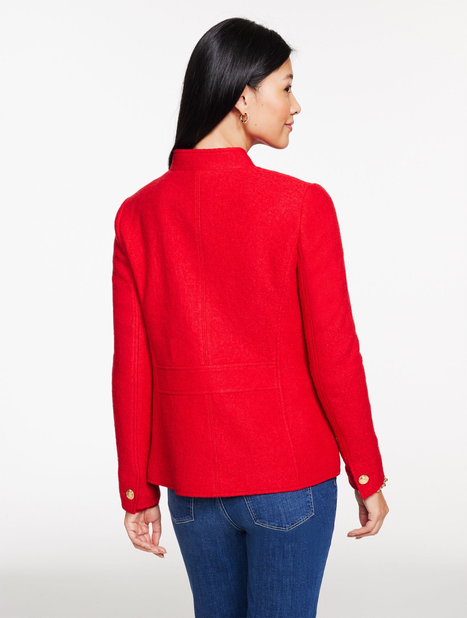 RED POP BERKSHIRE WOOL OFFICER JACKET | Talbots sale