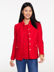 RED POP BERKSHIRE WOOL OFFICER JACKET | Talbots sale