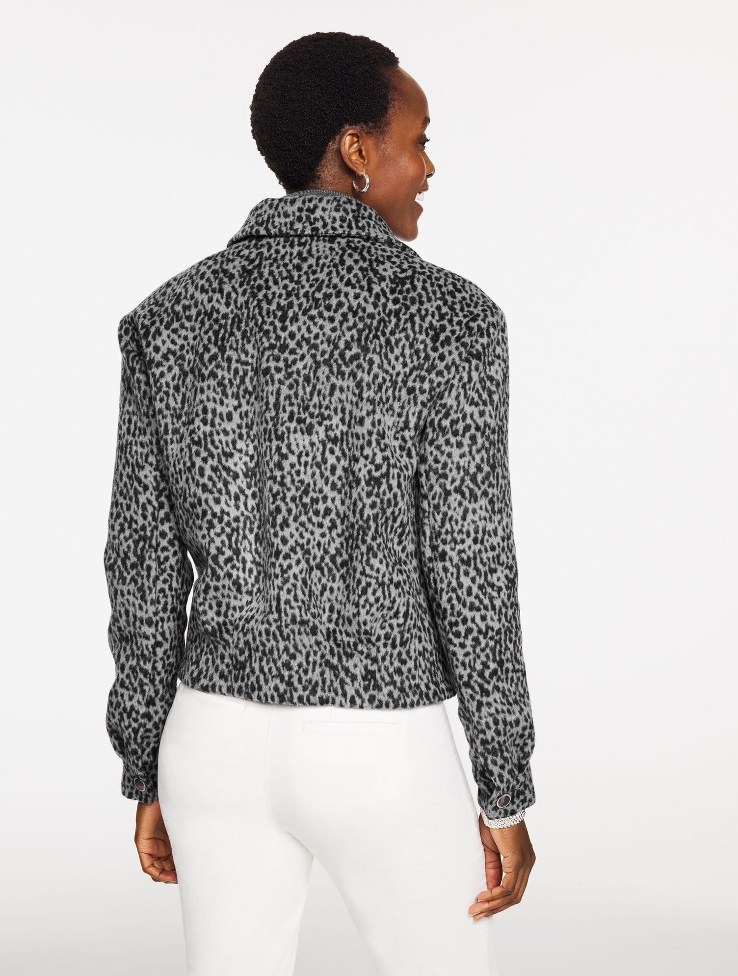 GREY SKY MULTI BRUSHED JACKET - SNOW LEOPARD | Talbots sale