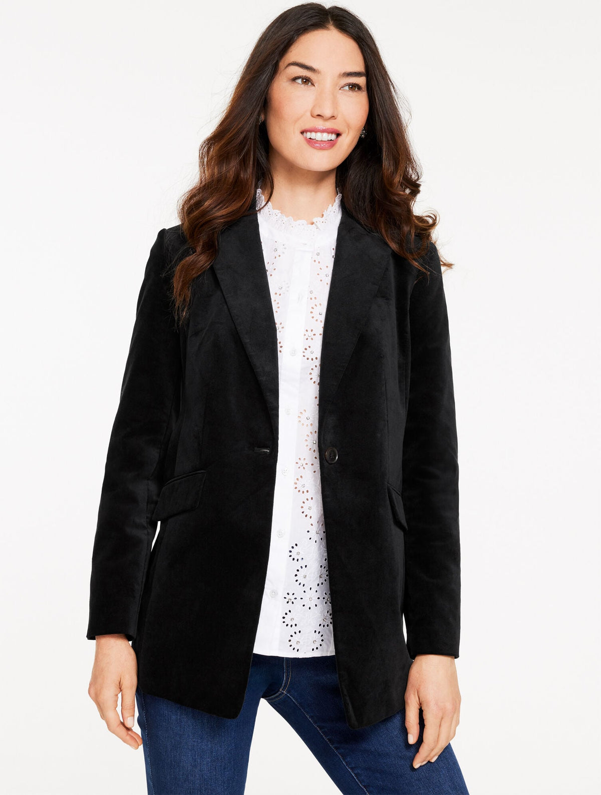 BLACK MODERN VELVETEEN BLAZER | Talbots on sale