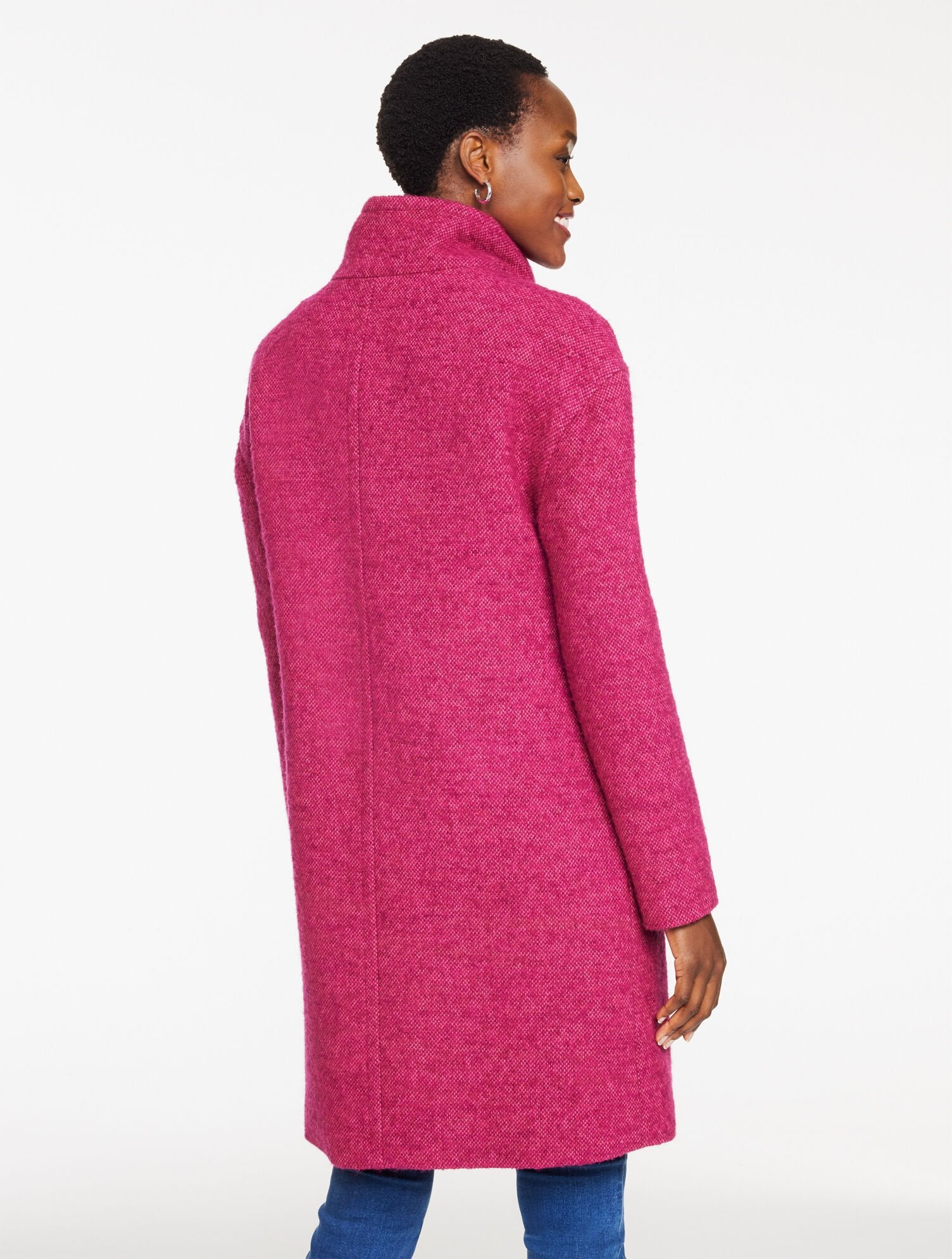 MAGENTA MULTI TEXTURED DOUBLE BREASTED COAT | Talbots discount