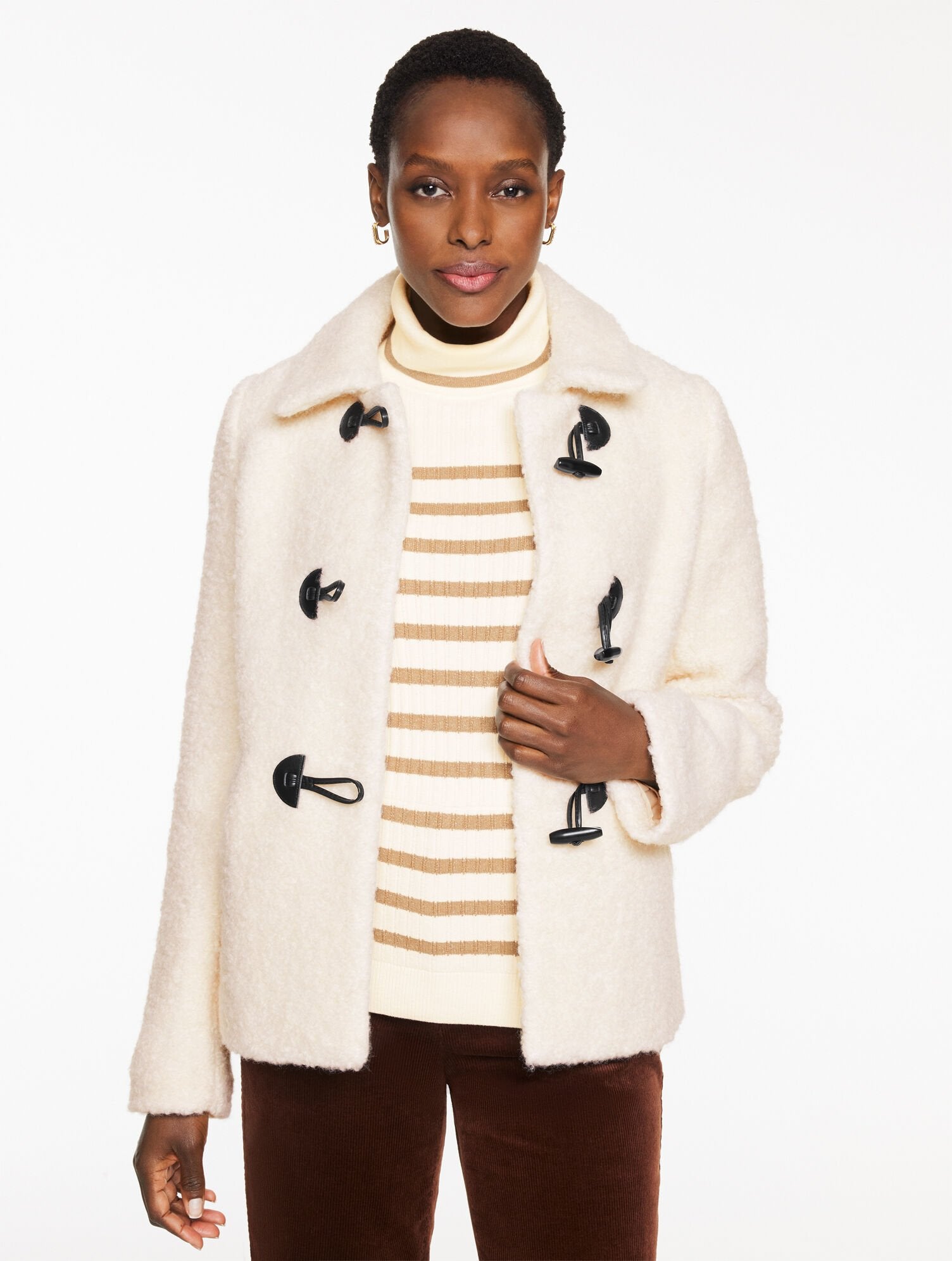 HIGHLAND GREEN|IVORY SHERPA COAT | Talbots discount