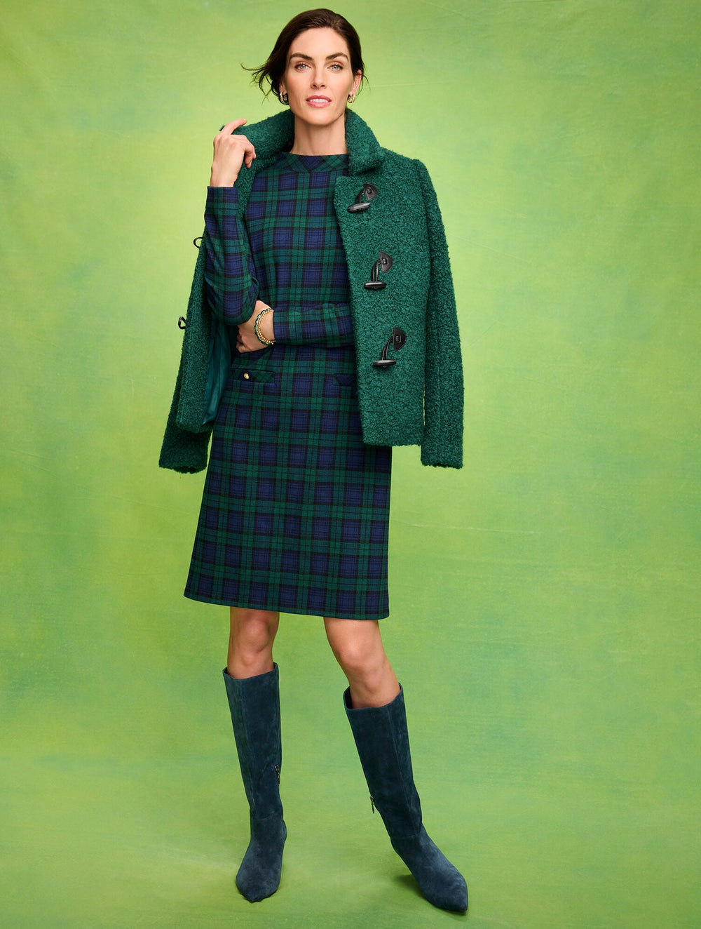 HIGHLAND GREEN|IVORY SHERPA COAT | Talbots discount