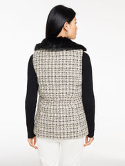 IVORY/BLACK TWEED KNIT PUFFER VEST | Talbots sale