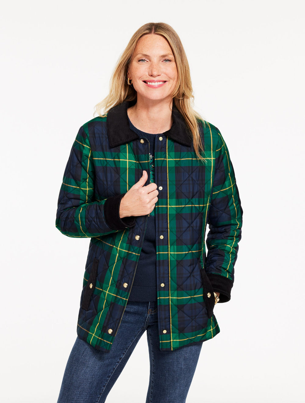 INDIGO MULTI PUFFER JACKET - SLOANE TARTAN | Talbots outlet