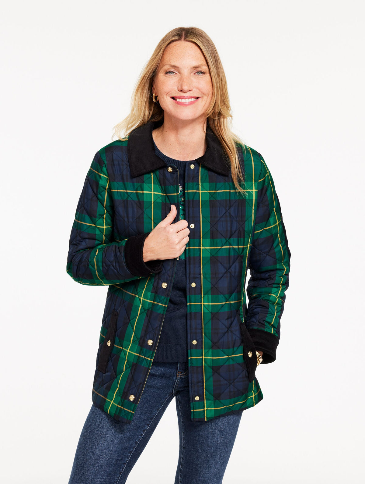 INDIGO MULTI PUFFER JACKET - SLOANE TARTAN | Talbots outlet