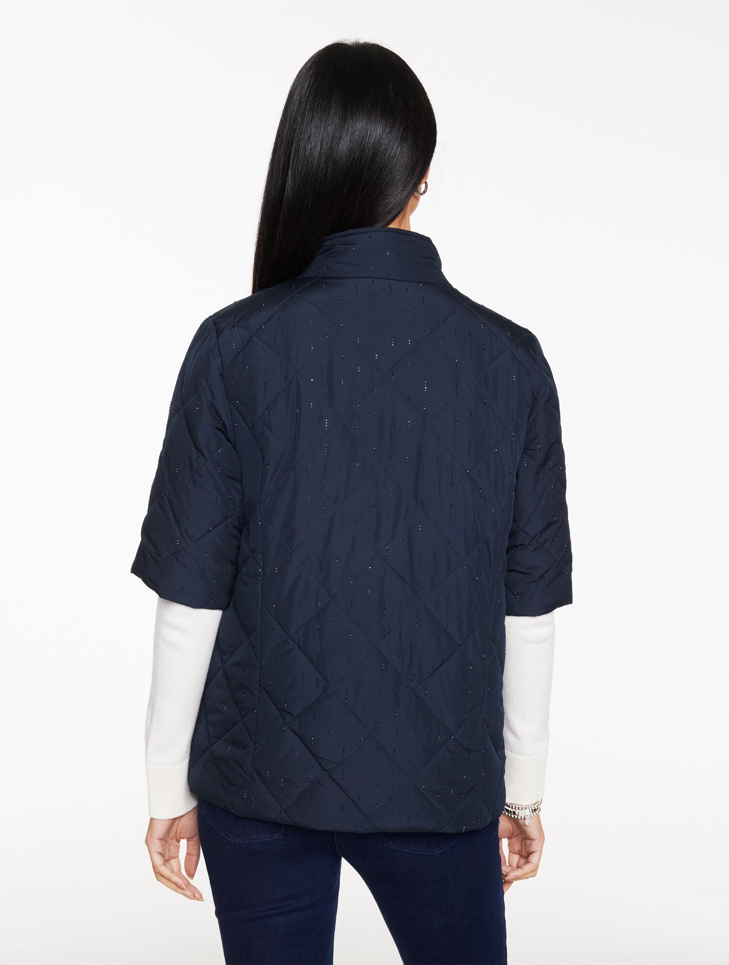 INDIGO STUDDED PUFFER JACKET | Talbots outlet