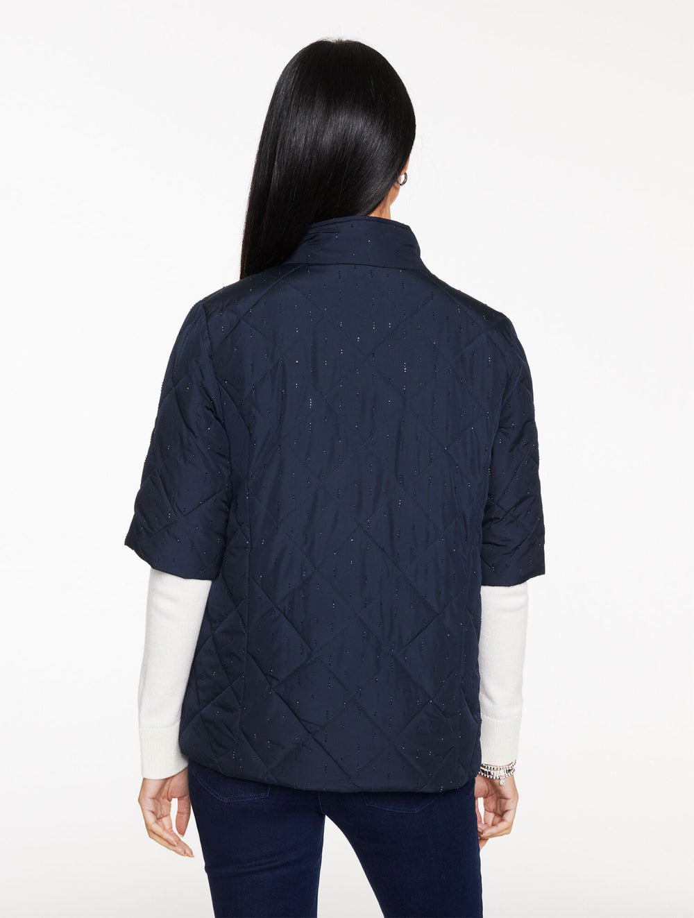 INDIGO STUDDED PUFFER JACKET | Talbots outlet