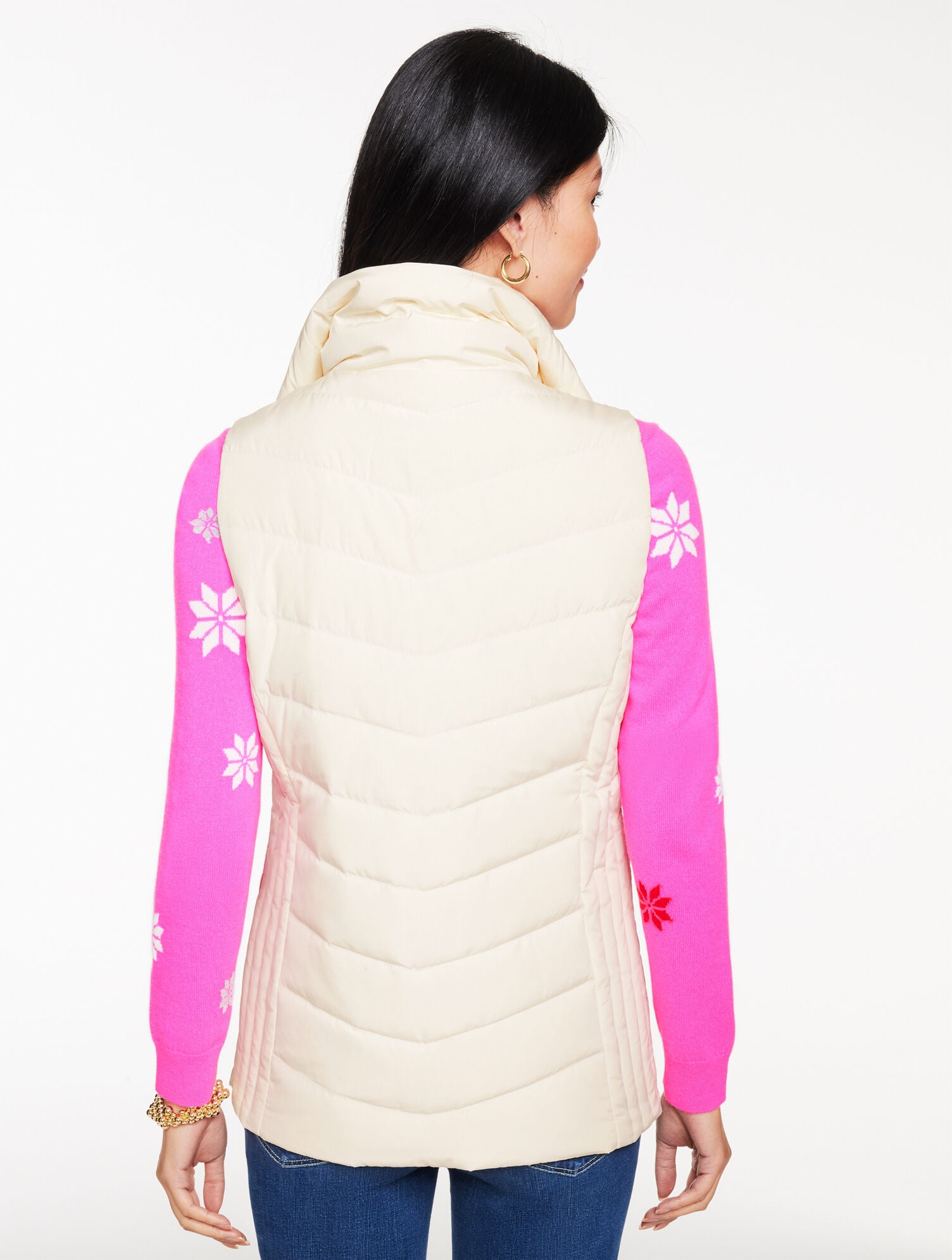BLACK|IVORY|LAKESHORE BLUE|RED POP|STUNNING PINK|VIOLA PURPLE FAUX FUR COLLAR DOWN PUFFER VEST | Talbots sale