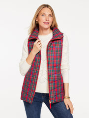 RED POP/GOLDEN HONEY DOWN PUFFER VEST - BLISSFUL PLAID | Talbots discount